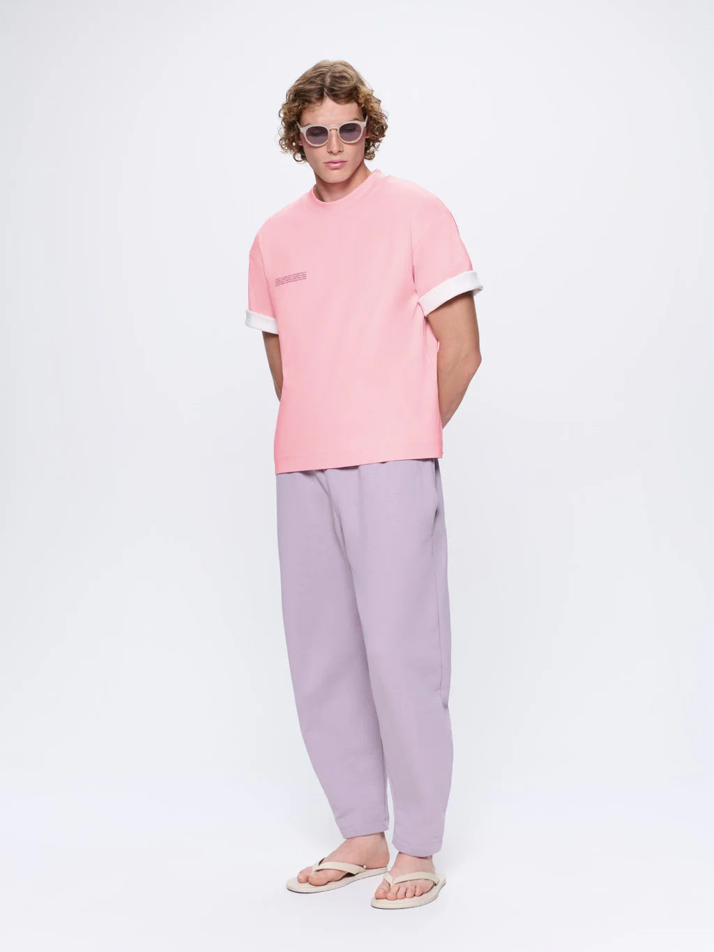 Mens Interlock Oversized T-Shirt - Sakura Pink