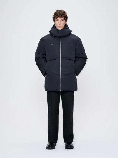 Mens Flower-Warmth Recycled Nylon Long Puffer - Black