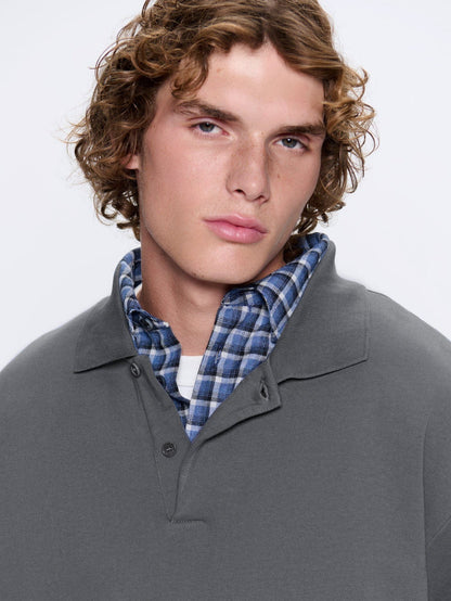 Mens DNA Heavyweight Polo Sweatshirt - Atmosphere Grey