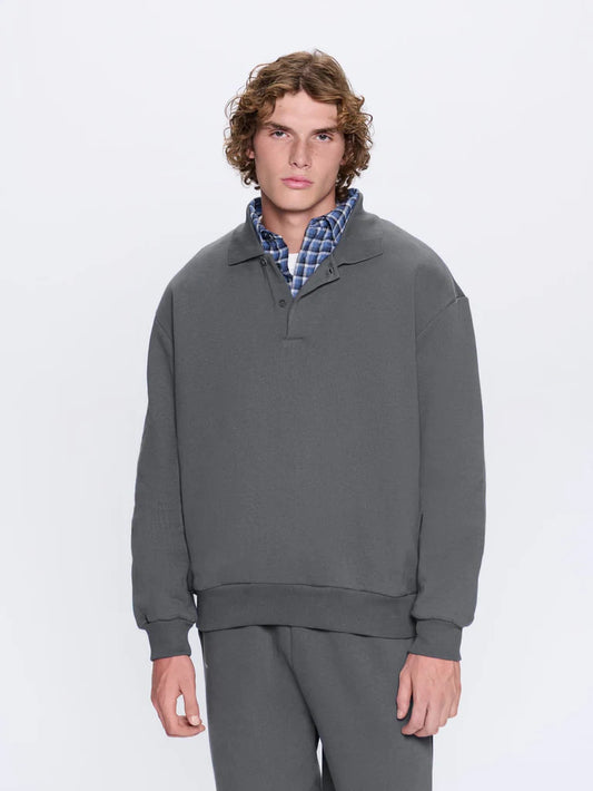 Mens DNA Heavyweight Polo Sweatshirt - Atmosphere Grey