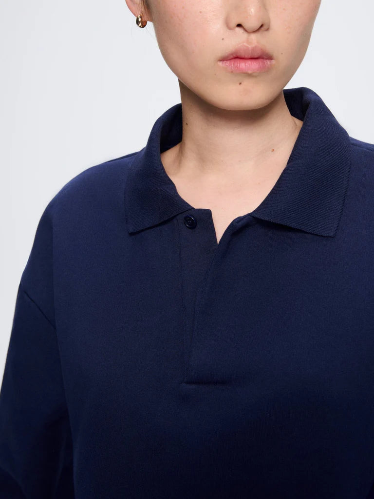 Womens DNA Heavyweight Polo Sweatshirt - Navy
