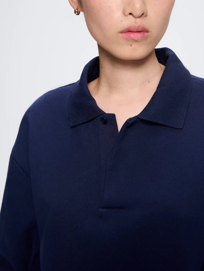 Womens DNA Heavyweight Polo Sweatshirt - Navy
