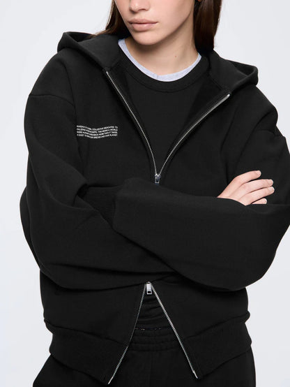 Womens 365 Heavyweight Two-Way Zip-Through Hoodie - Black