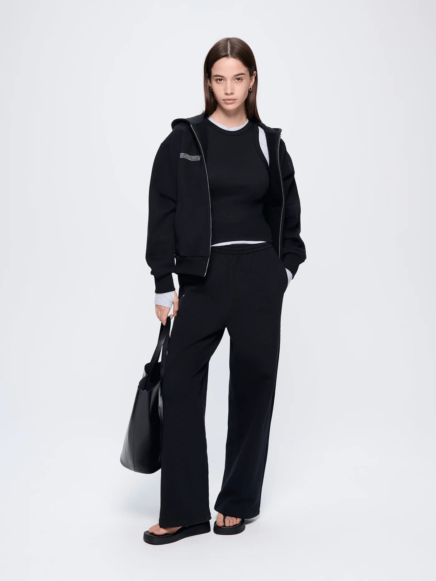 Womens 365 Heavyweight Two-Way Zip-Through Hoodie - Black