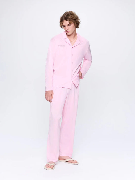 Mens 365 Lightweight Long Pyjama Set - Magnolia Pink