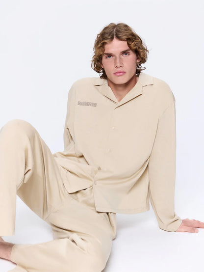 Mens 365 Lightweight Long Pyjama Set - Maitake Beige