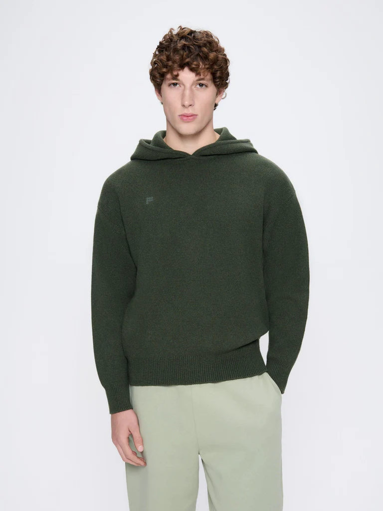 Mens Recycled Cashmere Hoodie - Rosemary Green
