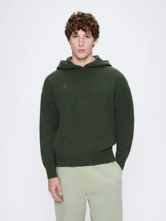 Mens Recycled Cashmere Hoodie - Rosemary Green