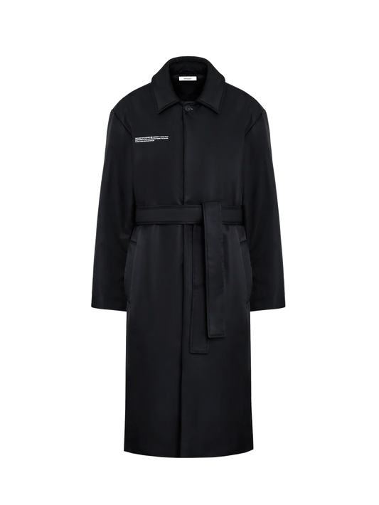 Mens Flower-Warmth Trench Coat - Black