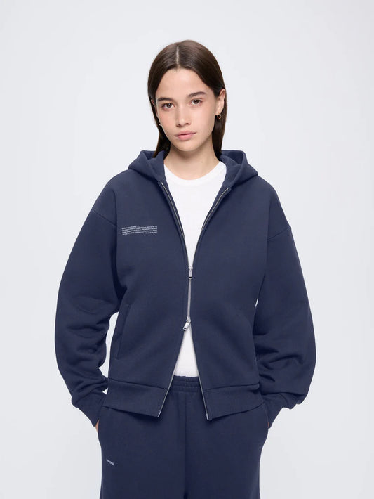 Womens 365 Heavyweight Two-Way Zip-Through Hoodie - Navy