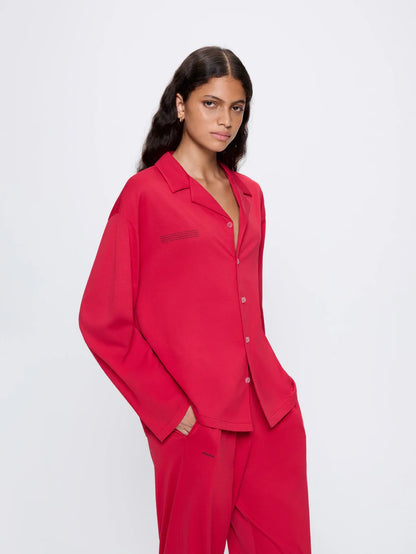 Womens 365 Lightweight Long Pyjama Set - Goji Red