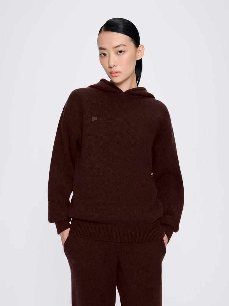 Womens Recycled Cashmere Hoodie - Dark Burgundy