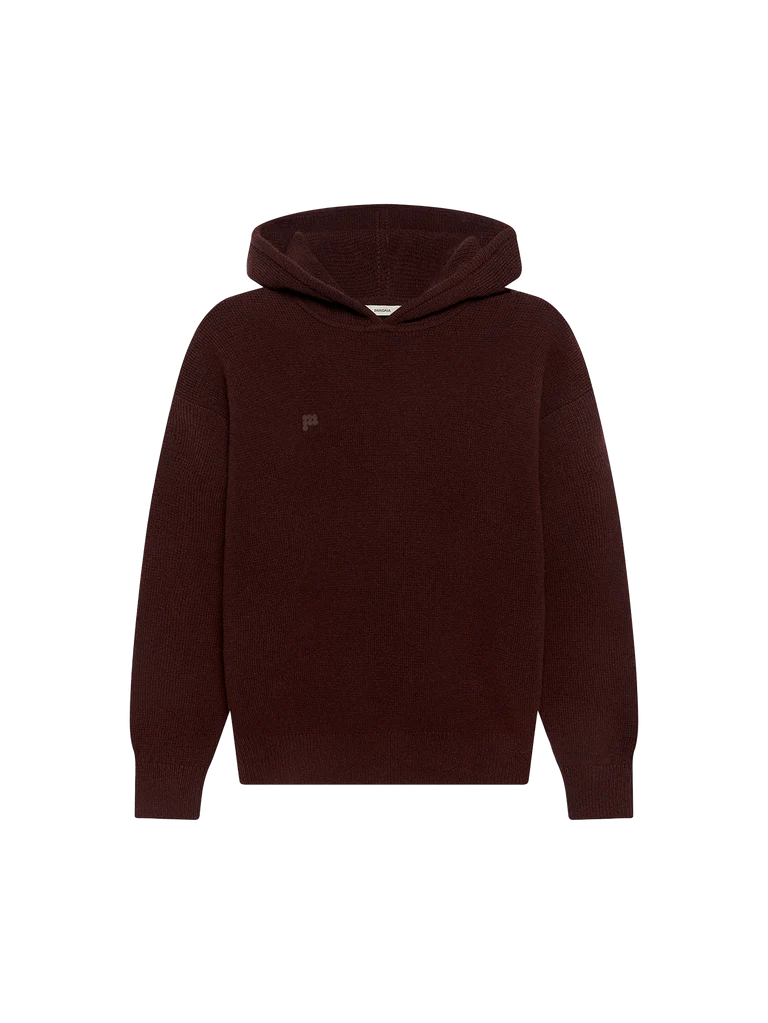Womens Recycled Cashmere Hoodie - Dark Burgundy