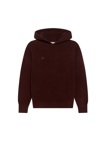 Womens Recycled Cashmere Hoodie - Dark Burgundy