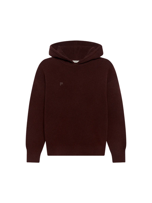 Womens Recycled Cashmere Hoodie - Dark Burgundy