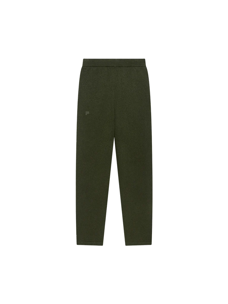 Womens Recycled Cashmere Tapered Track Pants - Rosemary Green