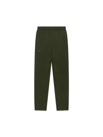 Womens Recycled Cashmere Tapered Track Pants - Rosemary Green