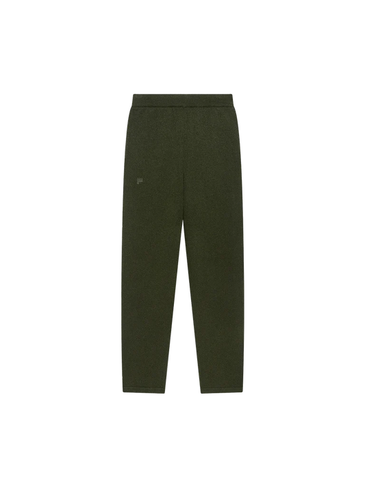 Womens Recycled Cashmere Tapered Track Pants - Rosemary Green