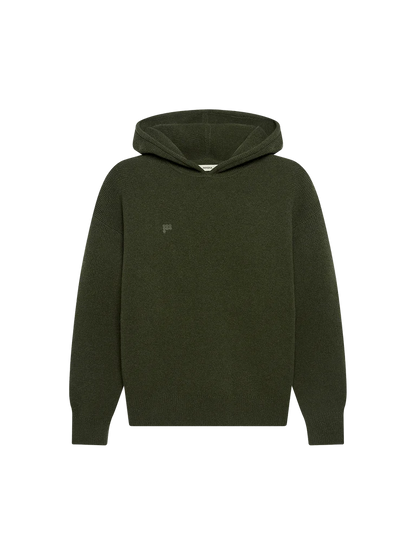 Mens Recycled Cashmere Hoodie - Rosemary Green